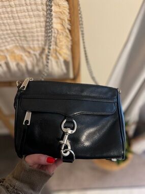 Rebecca Minkoff Black Leather Crossbody with Silver Hardware